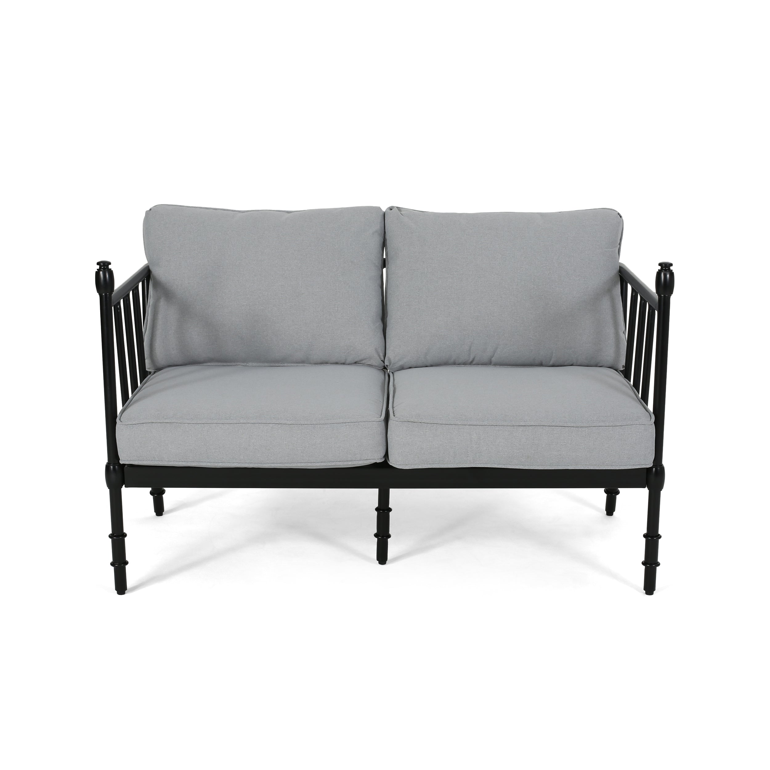 Francis Outdoor Aluminum Loveseat and Coffee Table with Cushions