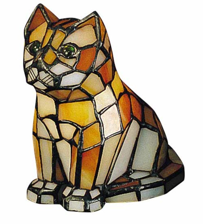 Meyda  11332 Orange Tabby Cat Stained Glass /  Specialty Lamp - 