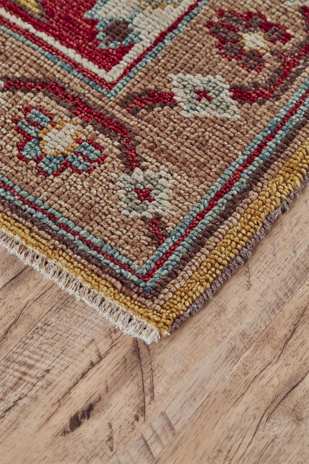 Bashyr Hand Knotted Red and Blue Rug by BD Fine