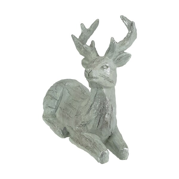 Faux Wood Grain Sitting Deer Christmas Figure