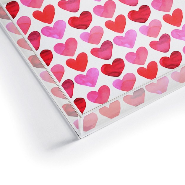 Amy Sia Heart Watercolor Acrylic Tray Deny Designs