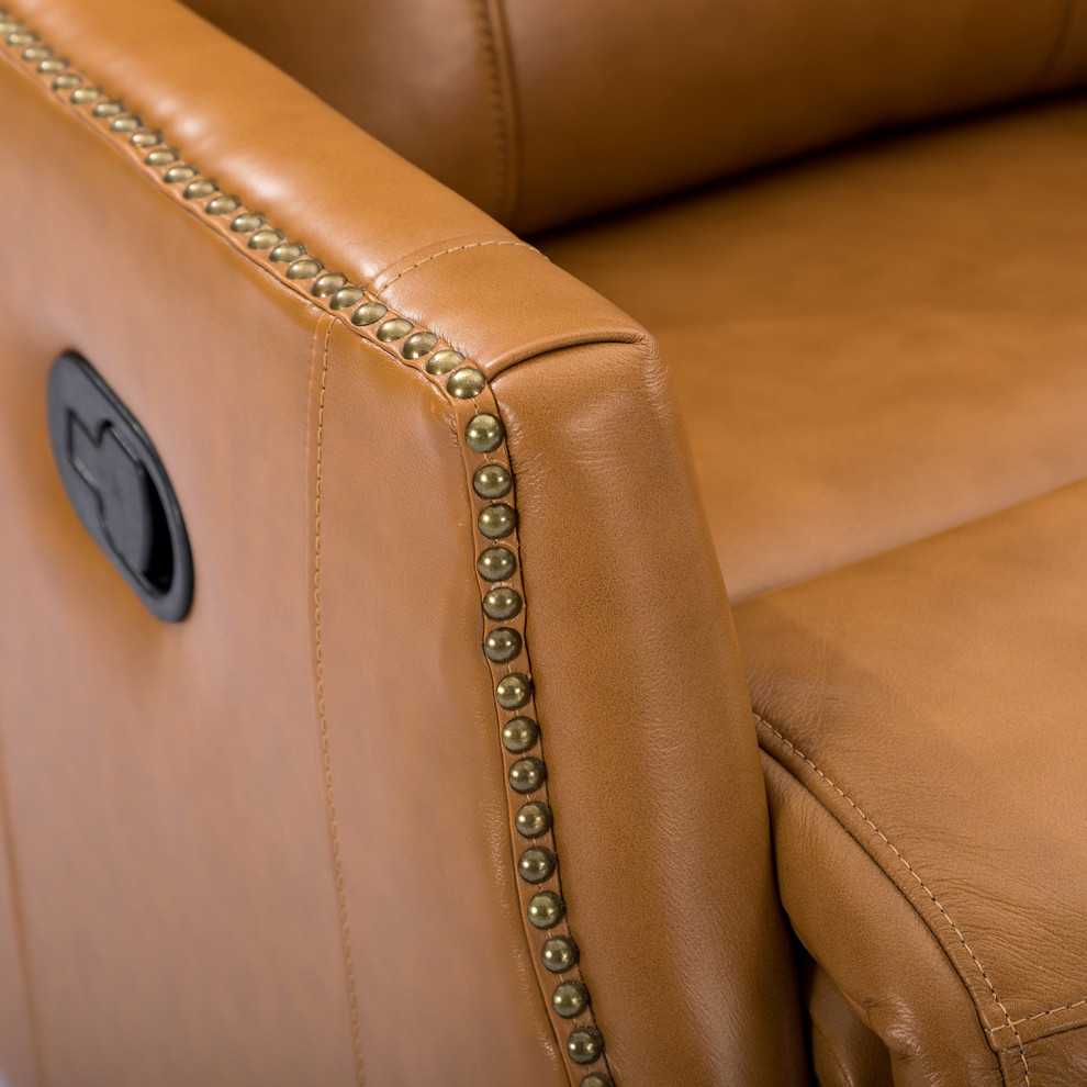 Genuine Leather Manual Swivel Recliner   Transitional   Recliner Chairs   by Karat Home  Houzz