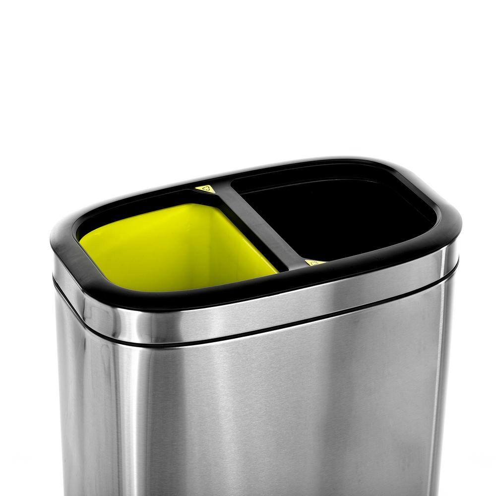 Alpine Industries 10.5 Gal. Stainless Steel Open Top Dual Compartment Trash Can 470-R-40L