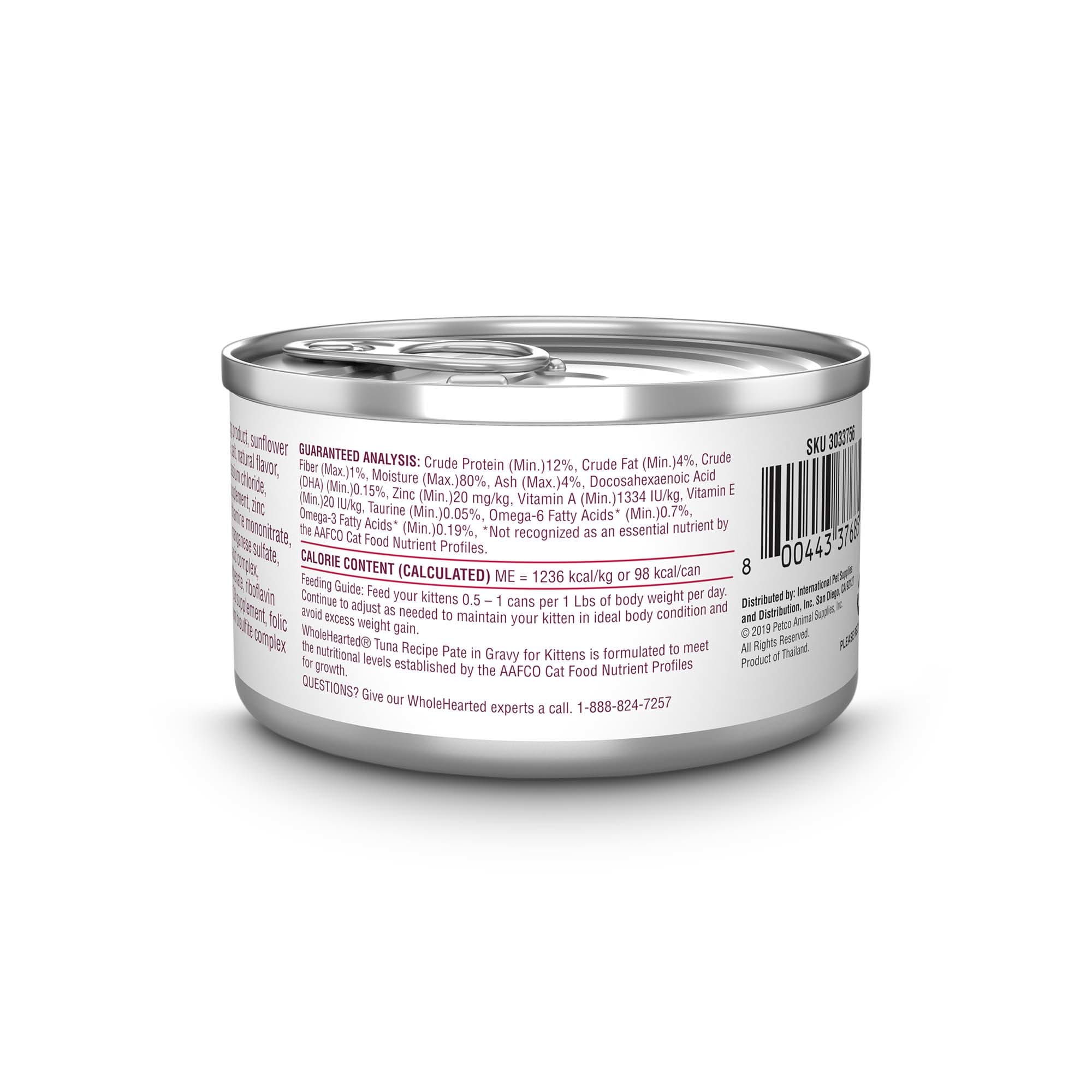 WholeHearted Grain-Free Tuna Recipe Pate Wet Kitten Food， 5.5 oz.， Case of 12