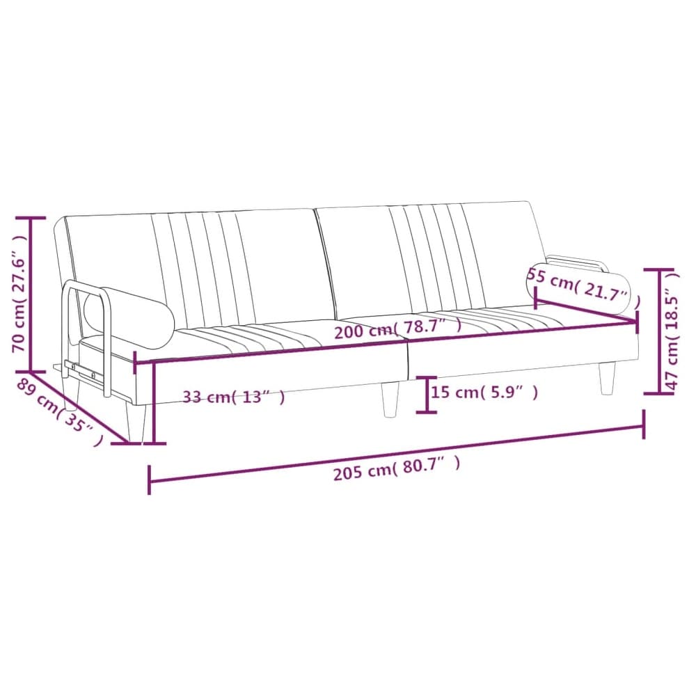 vidaXL Sofa Bed with Armrests Velvet Loveseat Folding Daybed Multi Colors   80.7\