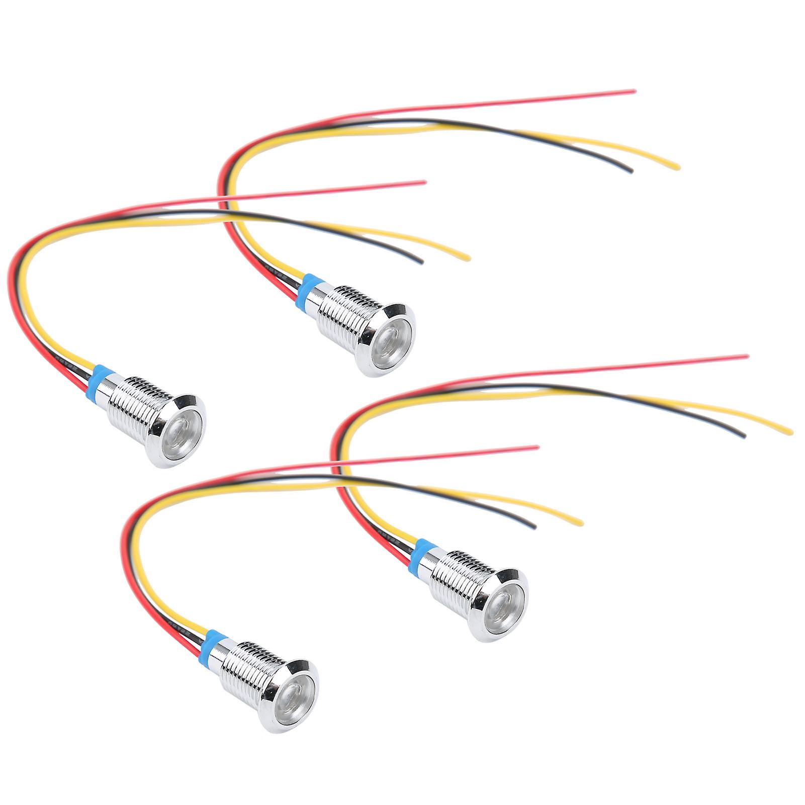 4 Sets Prewired Round Leds Waterproof 2color Indicator Common Cathod 10mm 3-6vred And Yellow