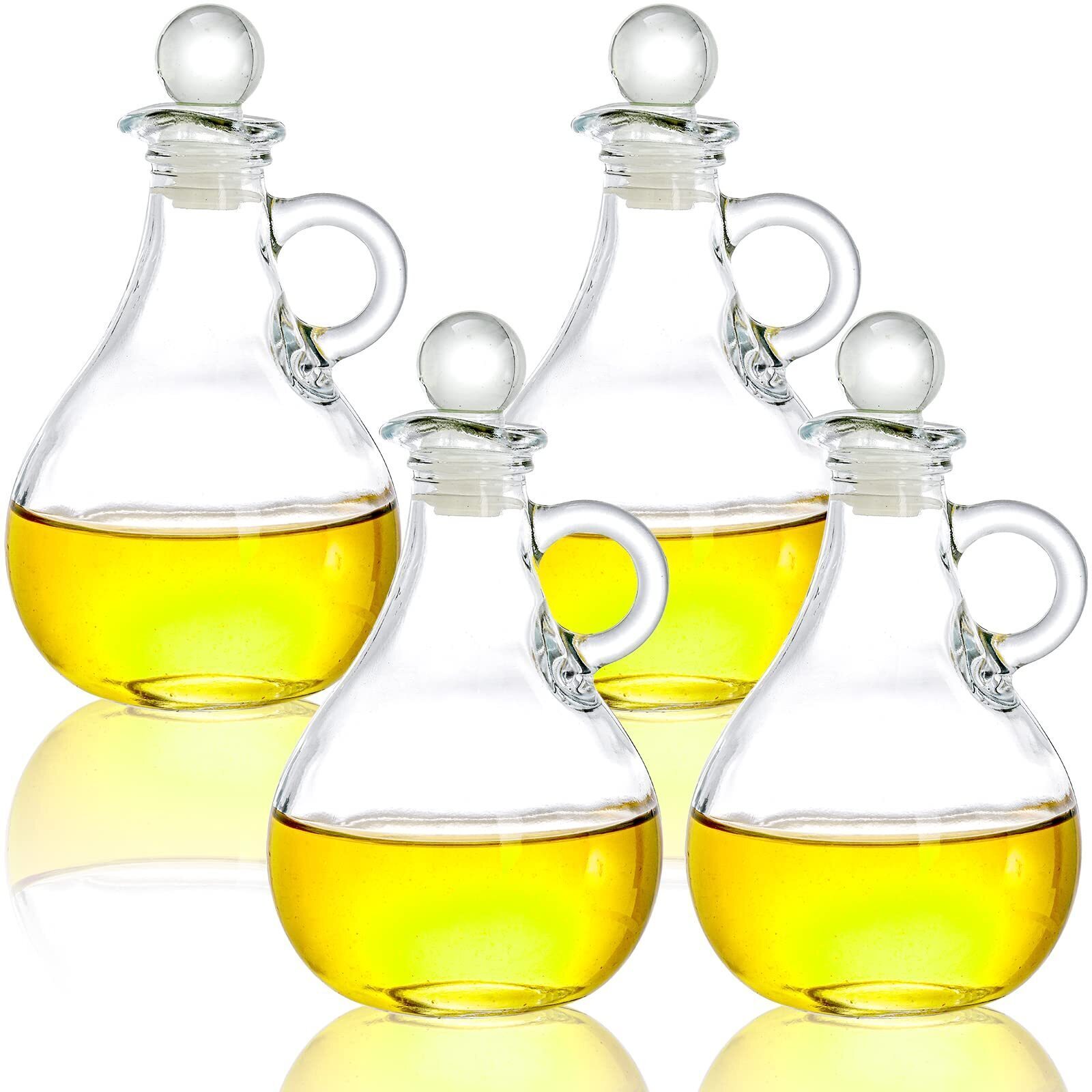 4 Pcs Glass Oil and Vinegar Cruets Decanters