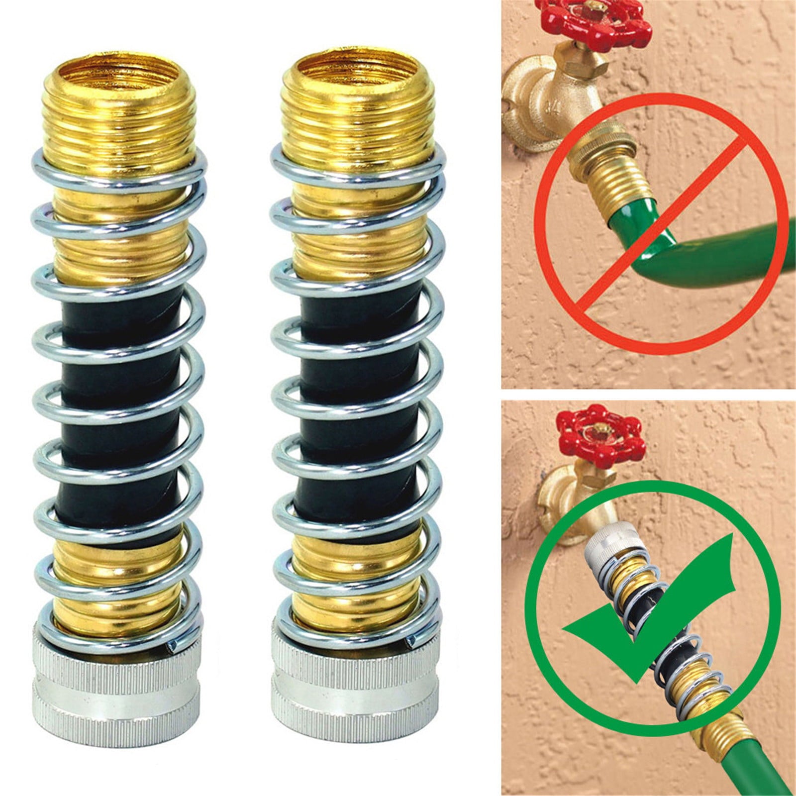 Pompotops 2Pcs Garden Water Kink-Free Hose Anti-Bending Threaded Hose Adaptor 3/4 Inch