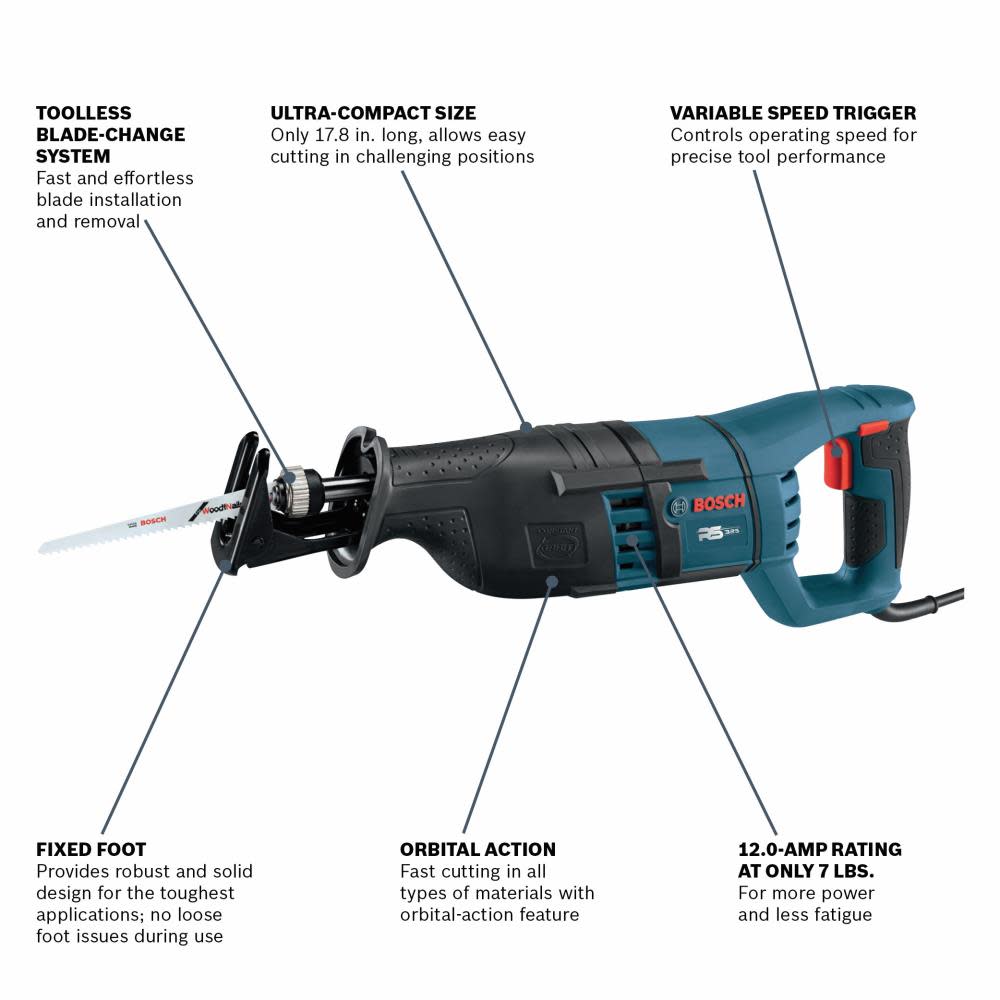 1 In. Stroke Compact Reciprocating Saw ;