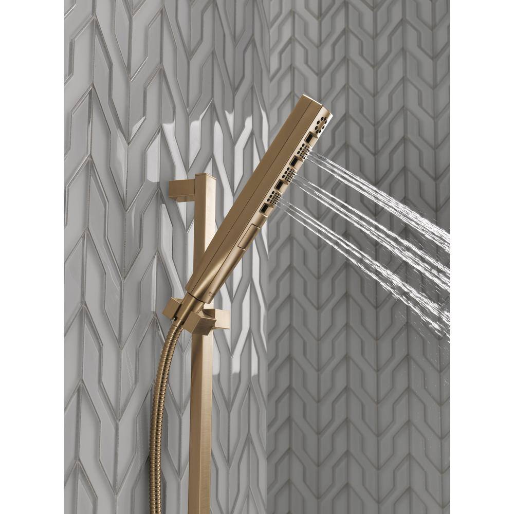 Delta 4-Spray Patterns 1.75 GPM 1.43 in. Wall Mount Handheld Shower Head with H2Okinetic in Lumicoat Champagne Bronze 51140-CZ-PR