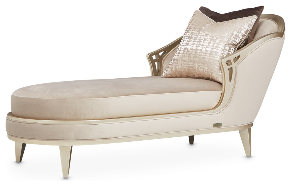 Villa Cherie Velvet Chaise   Porcini/Hazelnut   Contemporary   Indoor Chaise Lounge Chairs   by Michael Amini  Houzz