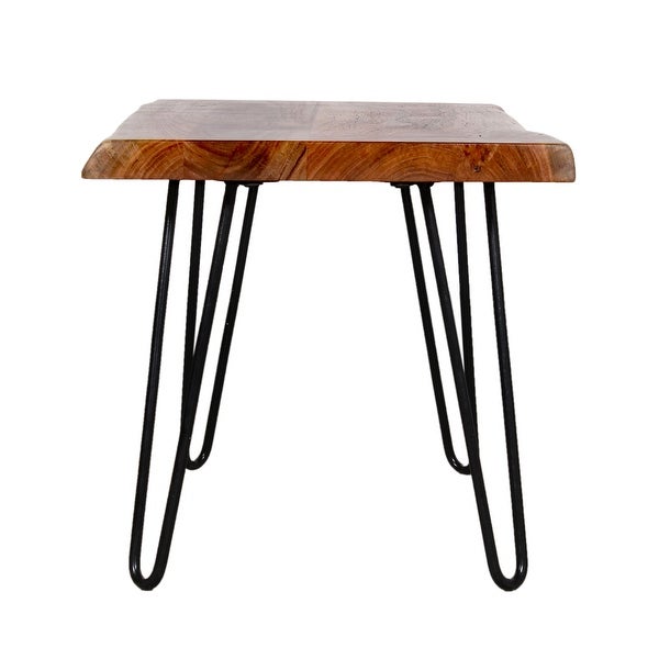 Carbon Loft Czuchry Hairpin Live Edge Natural Finish Acacia Wood Metal End Table