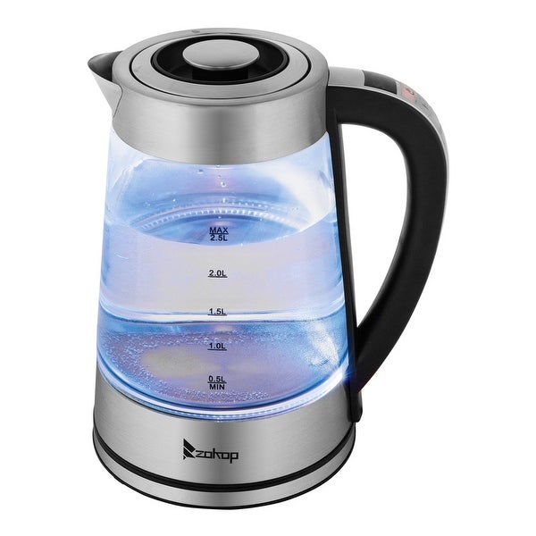 ZOKOP 0.58Gal 1200W Stainless Steel Glass Electric Kettle with Electronic Handle - - 35705133