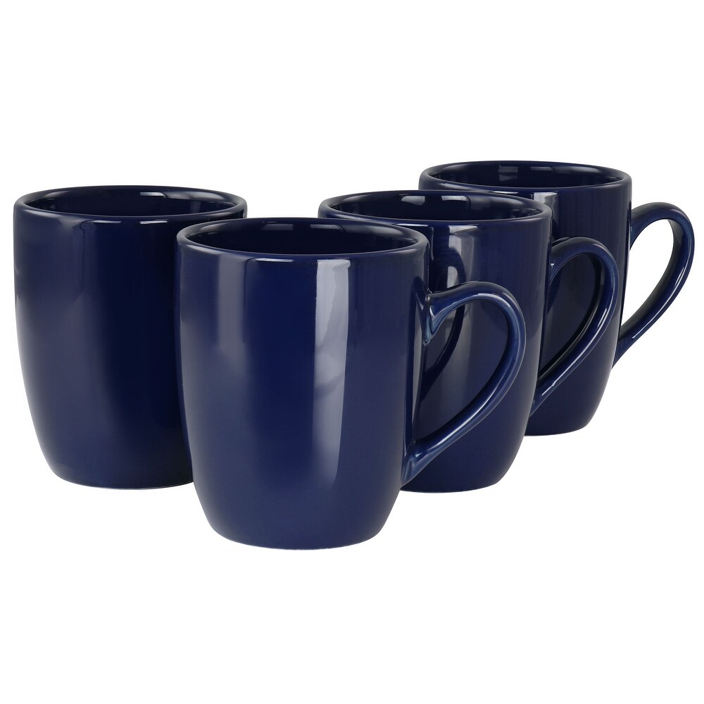 Simply Essential 4 Piece Stoneware 14.4oz Coffee Mug Set in Navy Blue