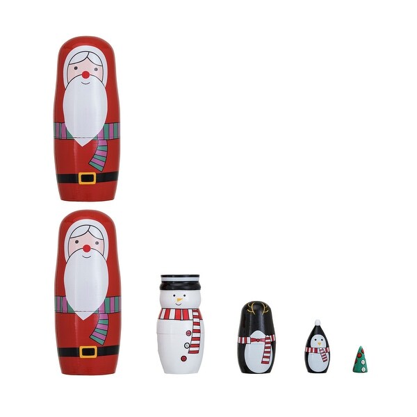 Wood Holiday Icon Nesting Dolls，Set of 5