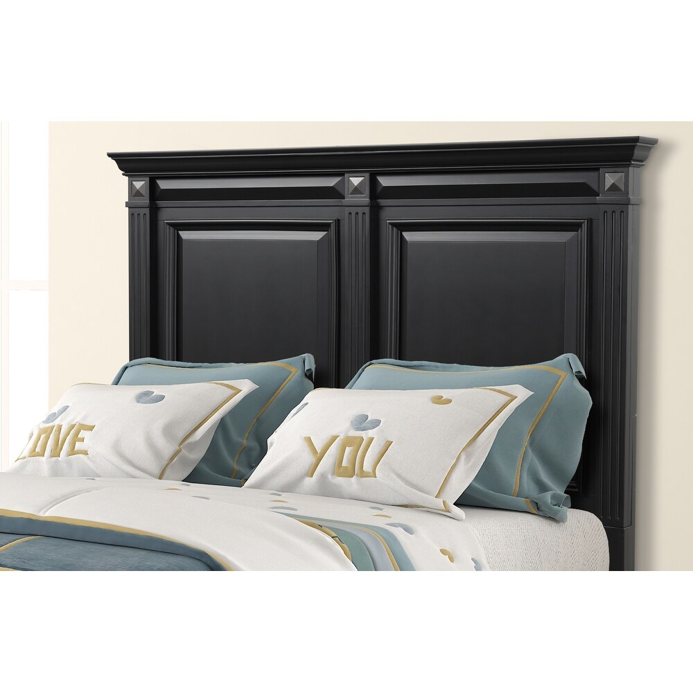 Roundhill Furniture Renova Vintage Black Wood Panel Bed