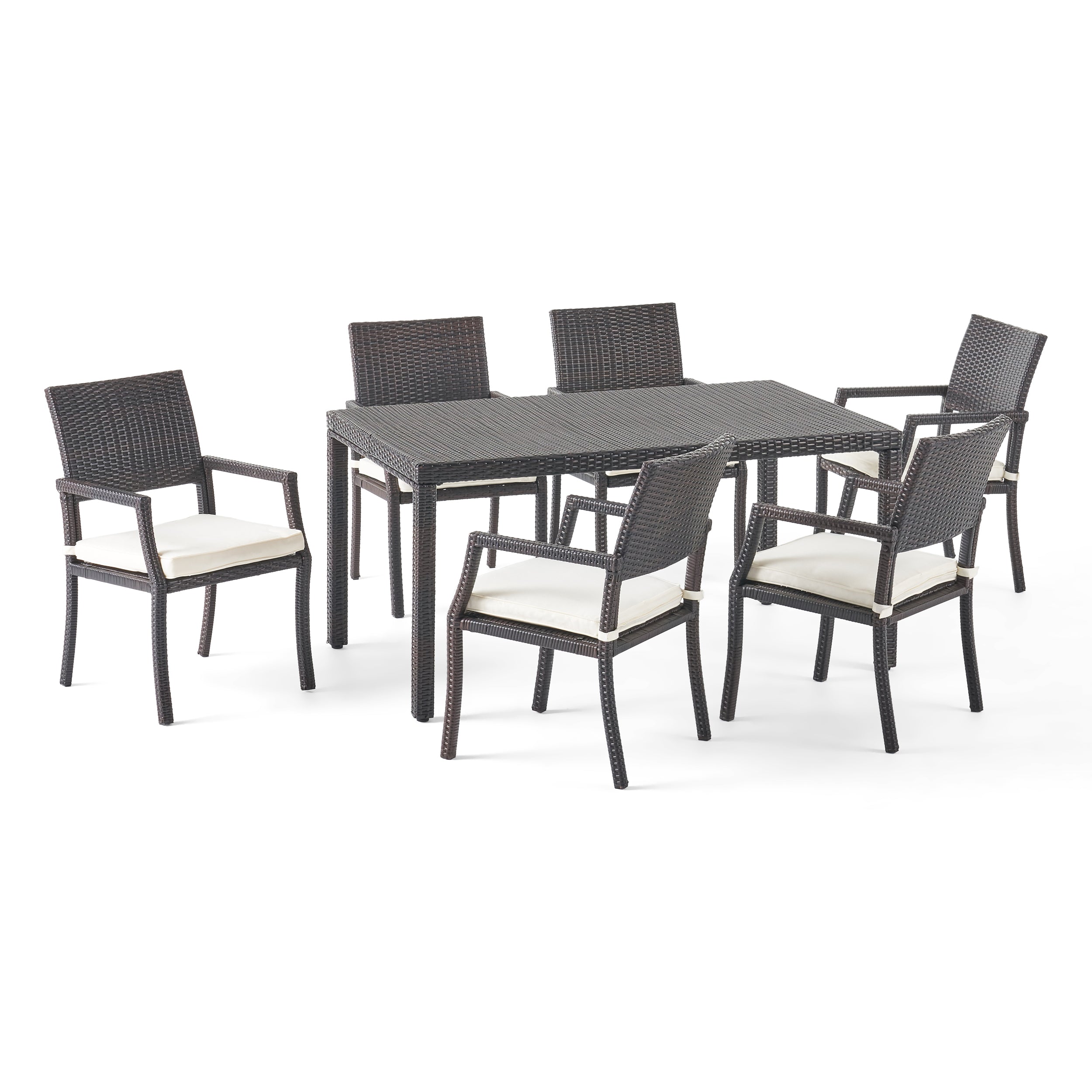 Edene Outdoor 7-piece Wicker Rectangular Dining Set