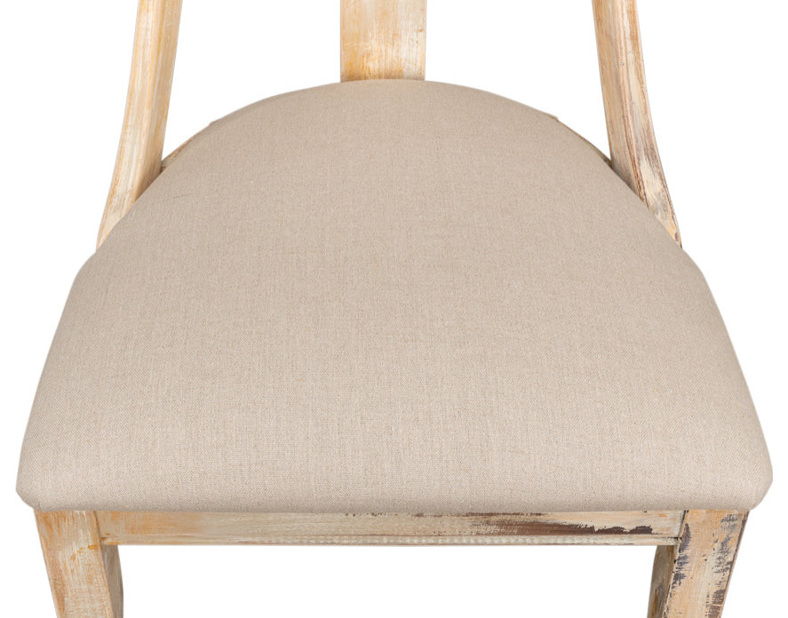 Deco Dining Chairs Set of 2 Antique Oak Linen Flax   Contemporary   Armchairs And Accent Chairs   by Sideboards and Things  Houzz