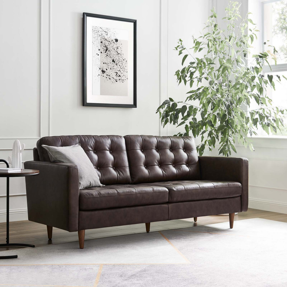 Exalt Tufted Vegan Leather Sofa   Midcentury   Sofas   by Modway  Houzz