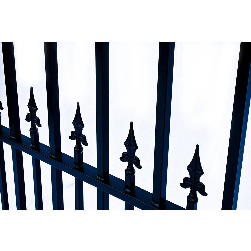 ALEKO St. Louis 14 ft. x 6 ft. Black Steel Single Swing Driveway Fence Gate DG14STPSSW-HD