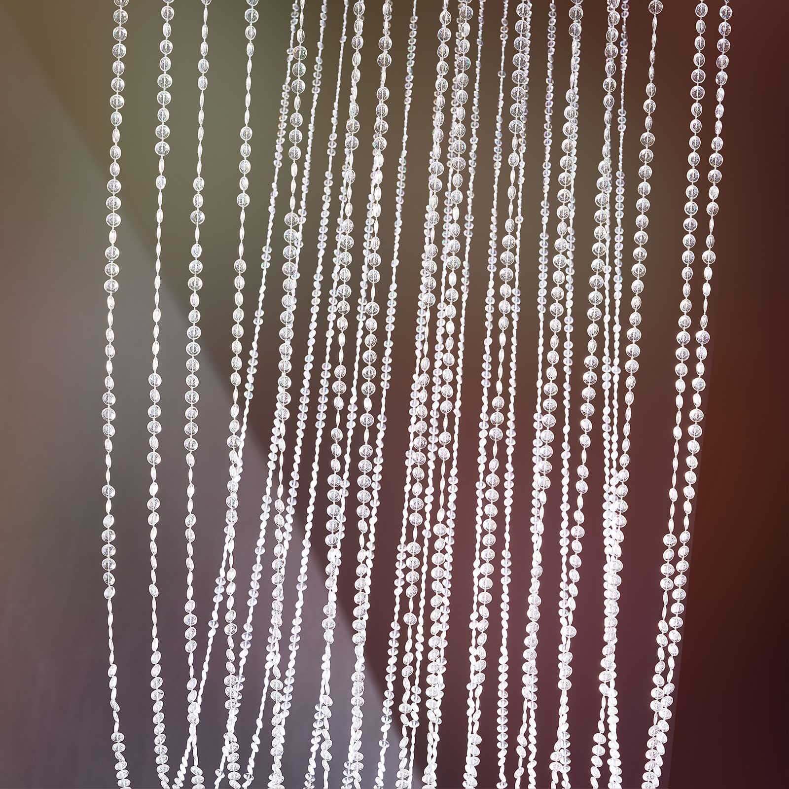 15 Strands Crystal Beaded Ceiling Garland String Drape Curtains and Hanging Kit 15ft