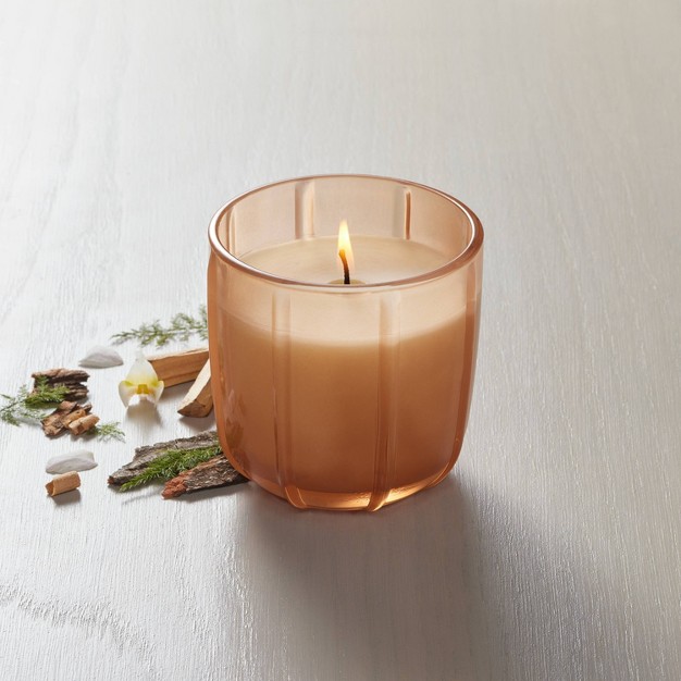 Tinted Glass Sandalwood amp Terracotta Ribbed Jar Candle Orange With Magnolia