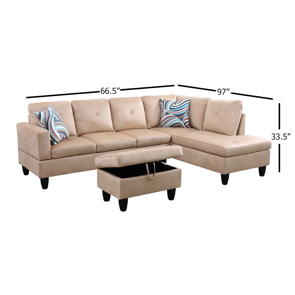 Hellen Right Facing Sectional Sofa with Ottoman