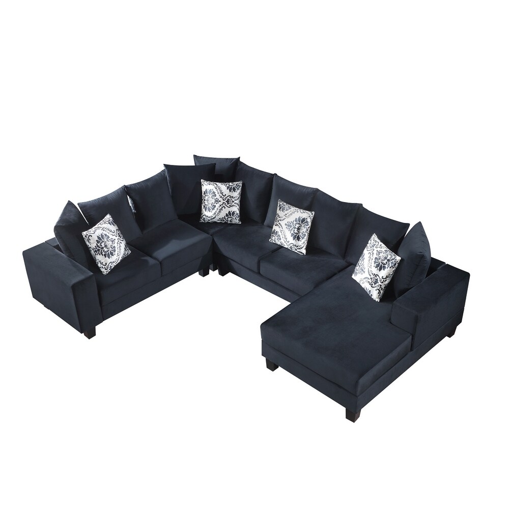 Velvet 7 Seater U Shape Modular Sectional Sofa