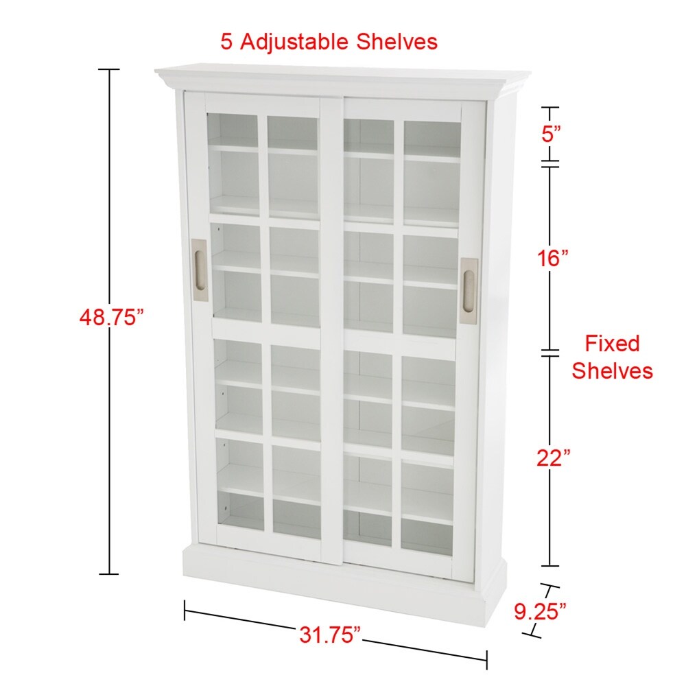 SEI Furniture White Sliding Door Media Cabinet