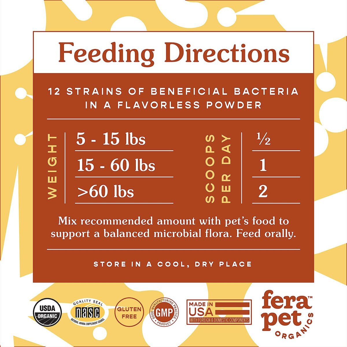 Fera Pet Organics Probiotics with Organic Prebiotics for Dogs and Cats