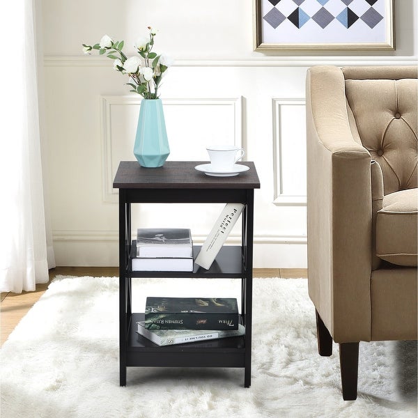 End Table with 3-Tier Storage Shelf