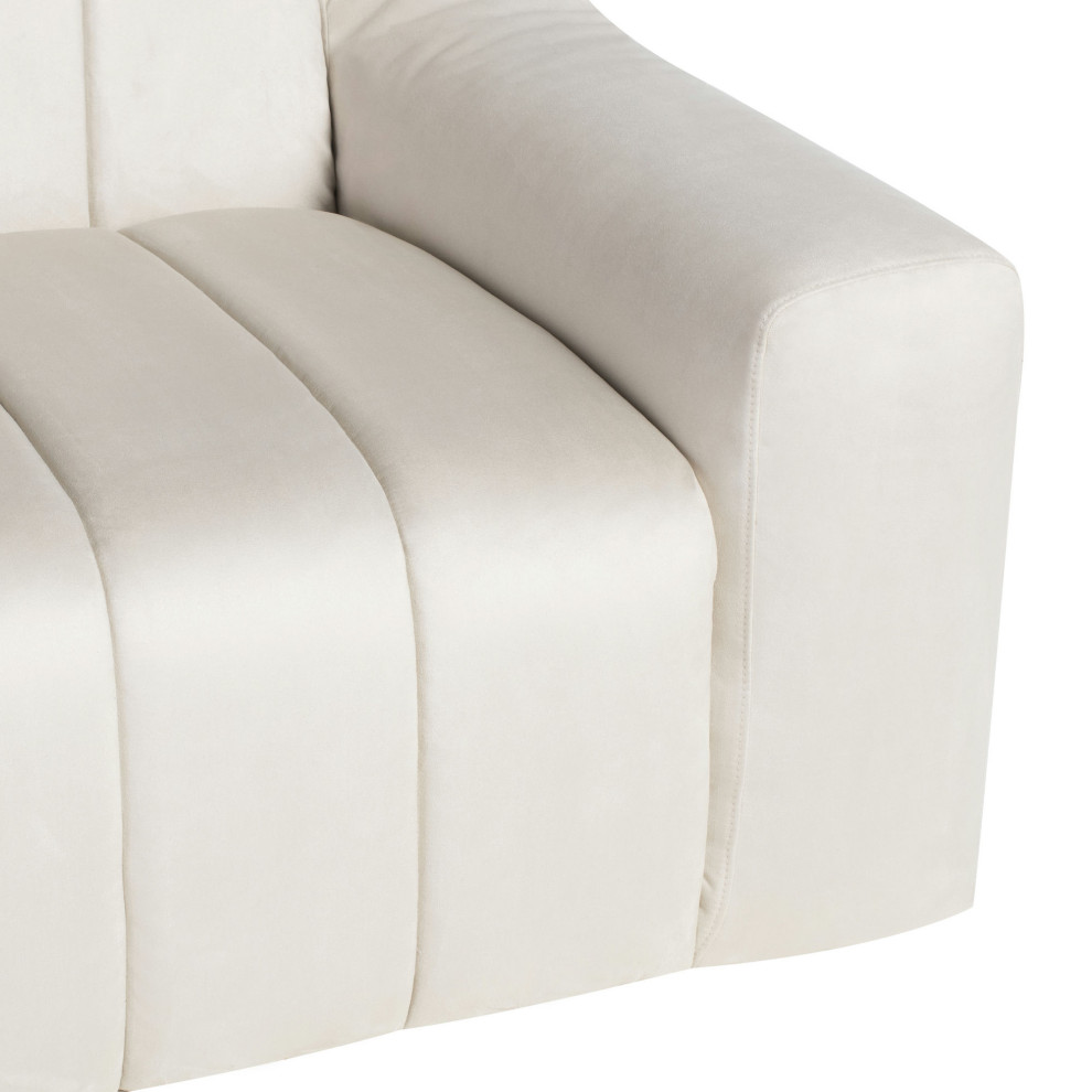 Coraline Champagne Microsuede Fabric Triple Seat Sofa   Transitional   Sofas   by mod space furniture  Houzz