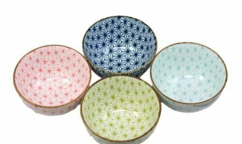 1 Matrix Polygon Colorful Japanese Bowls Food Safe 4.5D Japan Made Bowl Set Of 4 EBR02