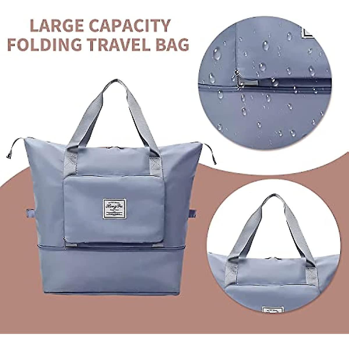 Large Capacity Folding Travel Bag  Portable Foldable Gym Bag Lightweight Waterproof Oxford Fabric Sports Bag  Dry And Wet Separation Duffel Bag  Shoul