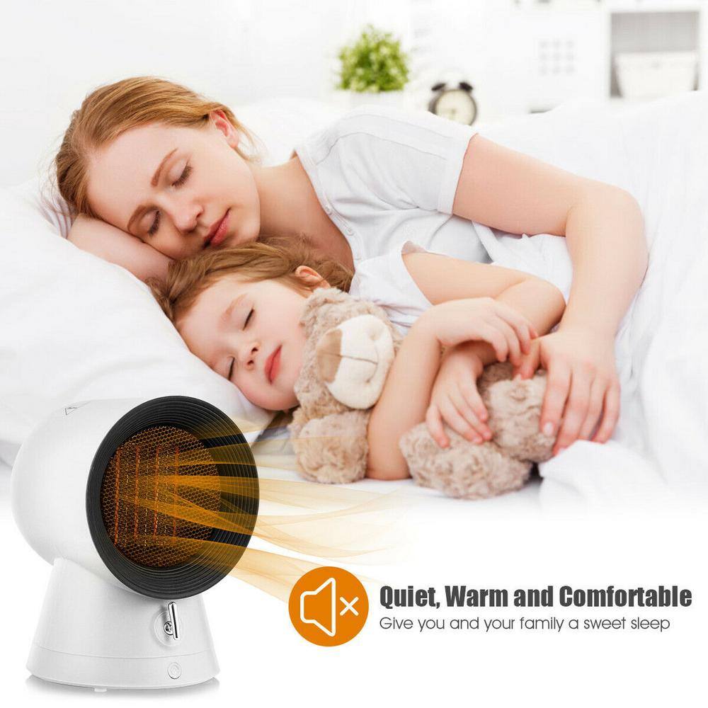 Gymax 1500-Watt 10.5 in. H Portable PTC Electric Ceramic Space Heater Mini Desktop Heating Fan White GYM03863