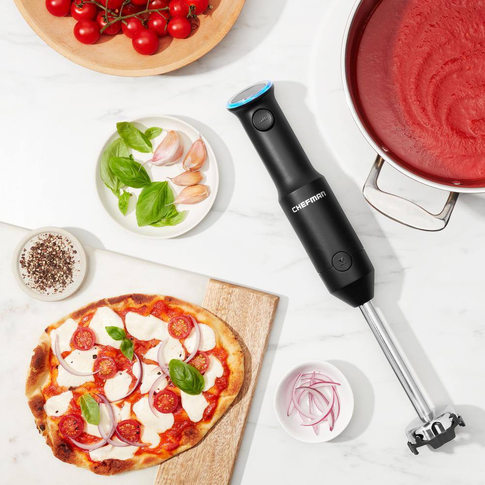 Chefman Cordless Handheld Immersion Blender Variable Speed Stainless Steel Blade with Protective Pan Guard RJ19-R1