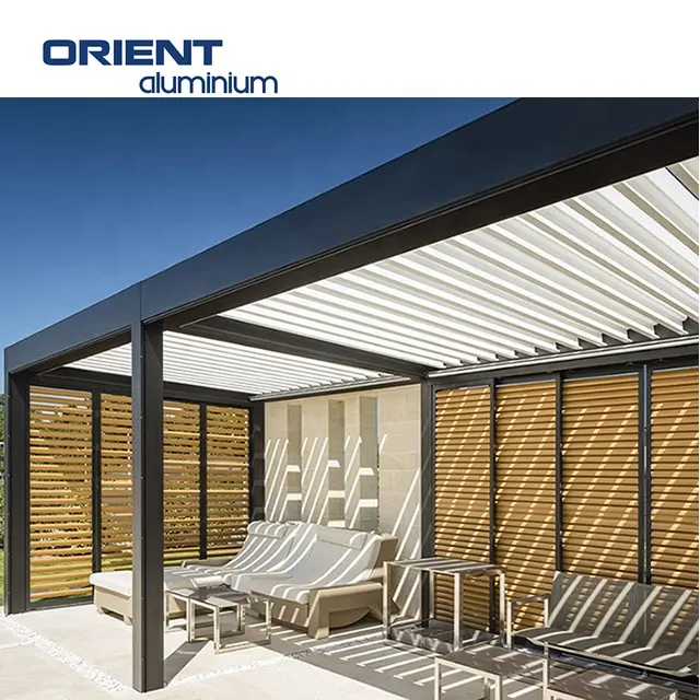 New  Motorized Aluminium Louvered Pergola Outdoor Aluminum Pergola With Adjustable Louvers