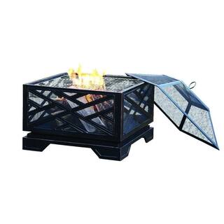 Pleasant Hearth Martin 26 in. x 26 in. Square Deep Bowl Steel Wood Fire Pit in Rubbed Bronze OFW165S