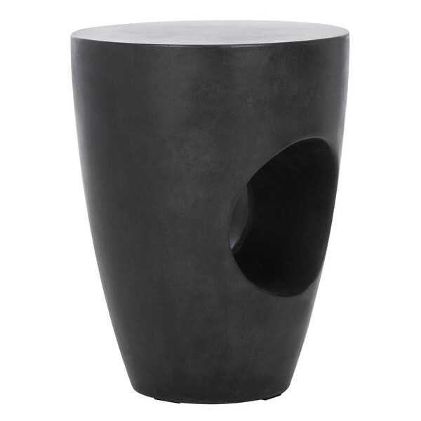 SAFAVIEH Aishi Indoor/ Outdoor Modern Black Concrete Round Accent Table