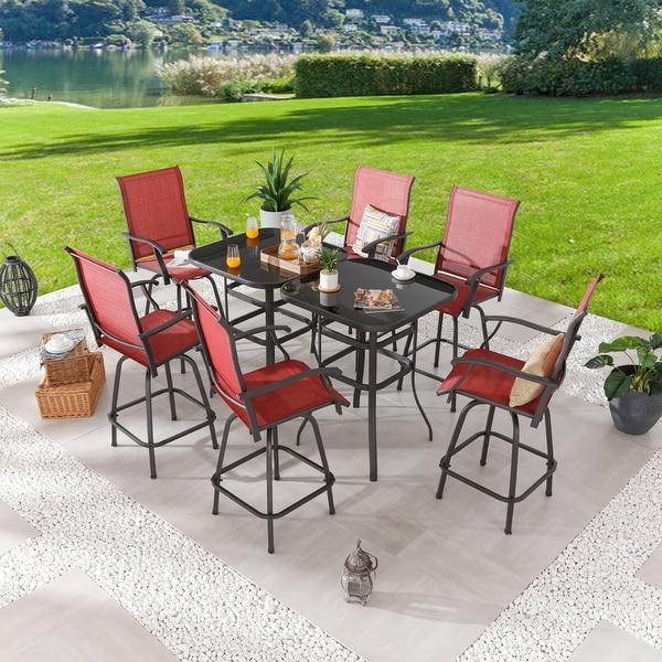 Patio Festival 6Person Outdoor Bar Height Swivel Bistro Dining Set