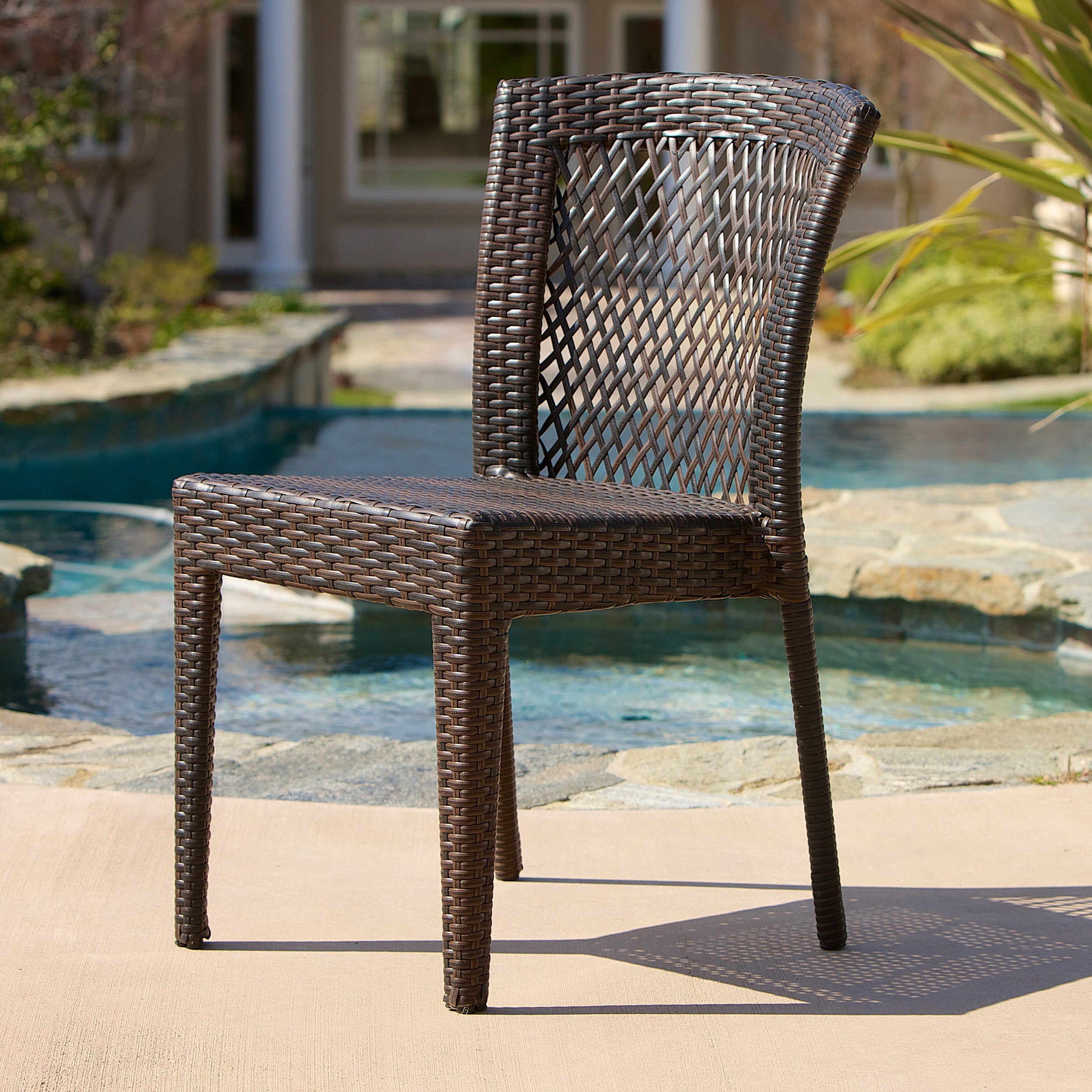 Capella Outdoor 3 Piece Multi-brown Wicker Stacking Chair Chat Set