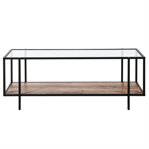 Black Bronze Coffee Table With Gray Oak Shelf Henn amp hart