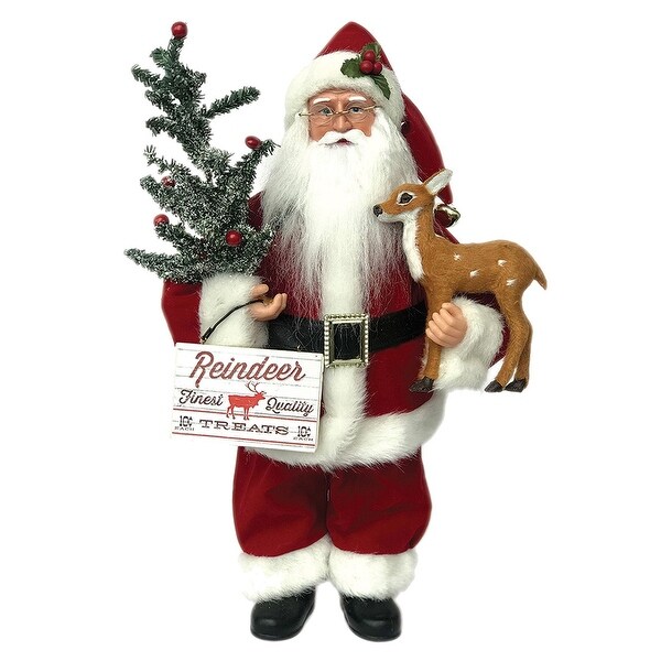 16 Standing Reindeer Treats Santa Claus Christmas Figure with Pine Tree