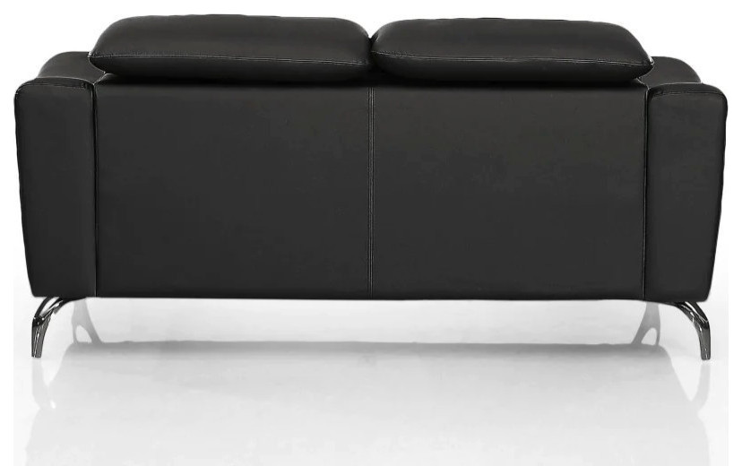 Kimmi Modern Black Leather Loveseat   Midcentury   Loveseats   by Rustic Home Furniture Deco  Houzz