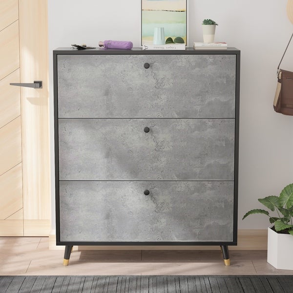 39.4W 47.2H 21 Pair Shoe Storage Cabinet In Grey Three Drawer - - 35634997