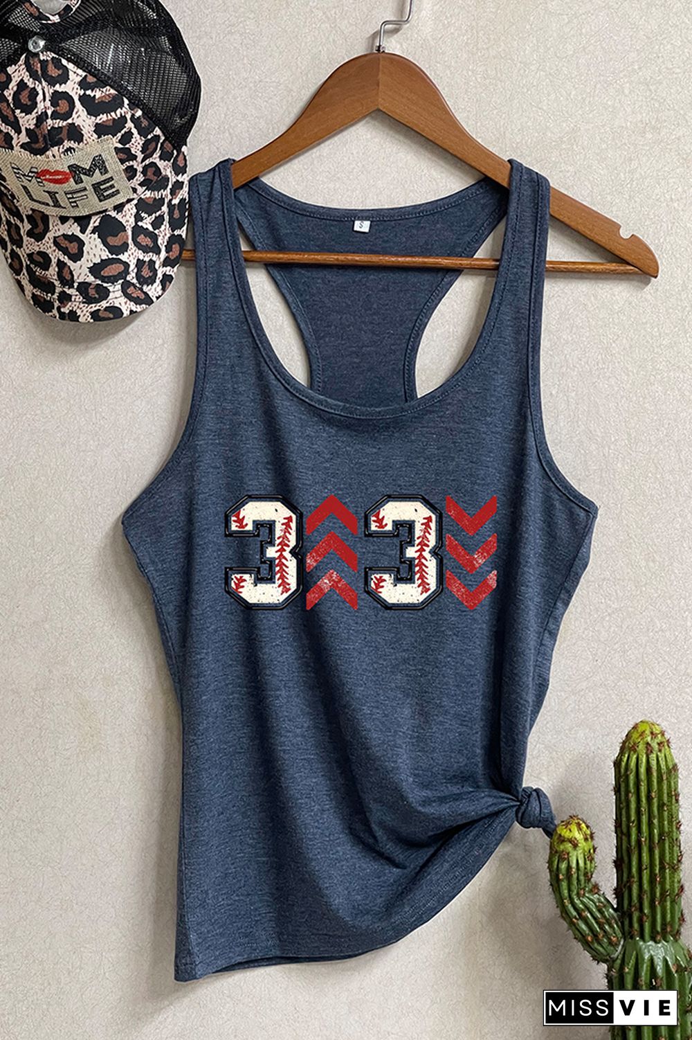 Baseball Printed Sleeveless Tank Top Wholesale