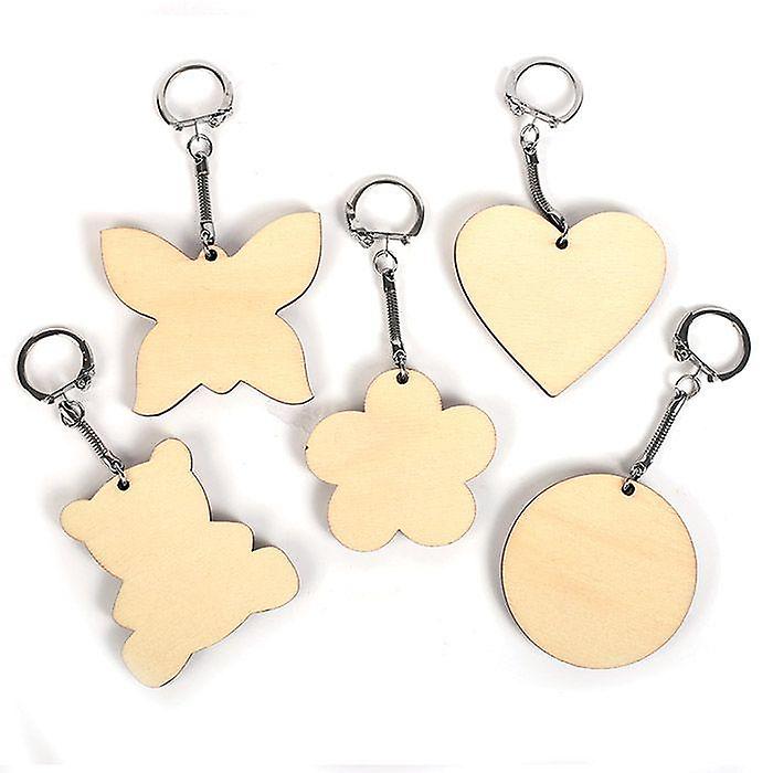 10 wooden key chain 5.5 x 5.5 cm