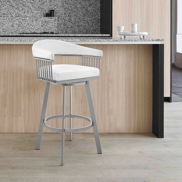 Bronson Modern Swivel Counter/Bar Stool in Faux Leather and Metal