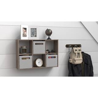 ClosetMaid 16.34 in. H x 23.98 in. W x 6.02 in. D Weathered Teak Wood Mini 6-Cube Storage Organizer 5431