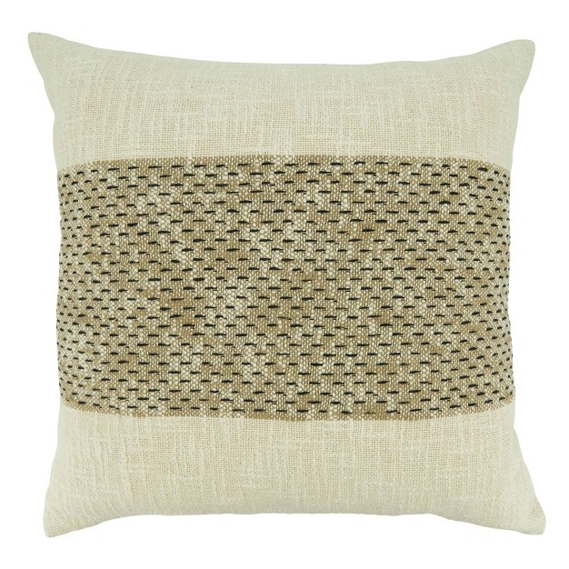 Oversize Banded Design Square Throw Pillow Cover Natural Saro Lifestyle